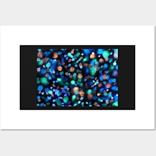 Blue background with colored dots Posters and Art